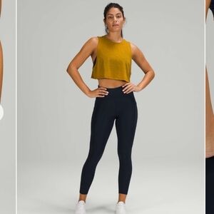 EUC Lululemon Power Thru High-Rise Crop 23" True Navy